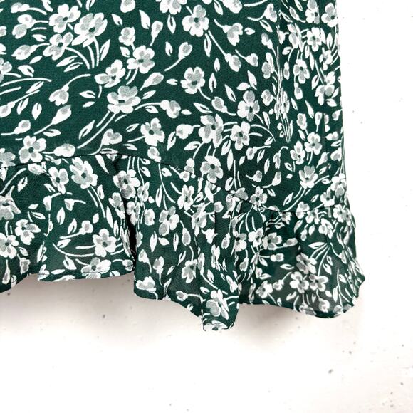 Reformation Esther Green Floral Mini Dress Ruffle Scoop Neck Adjustable Straps 0 - Picture 9 of 14